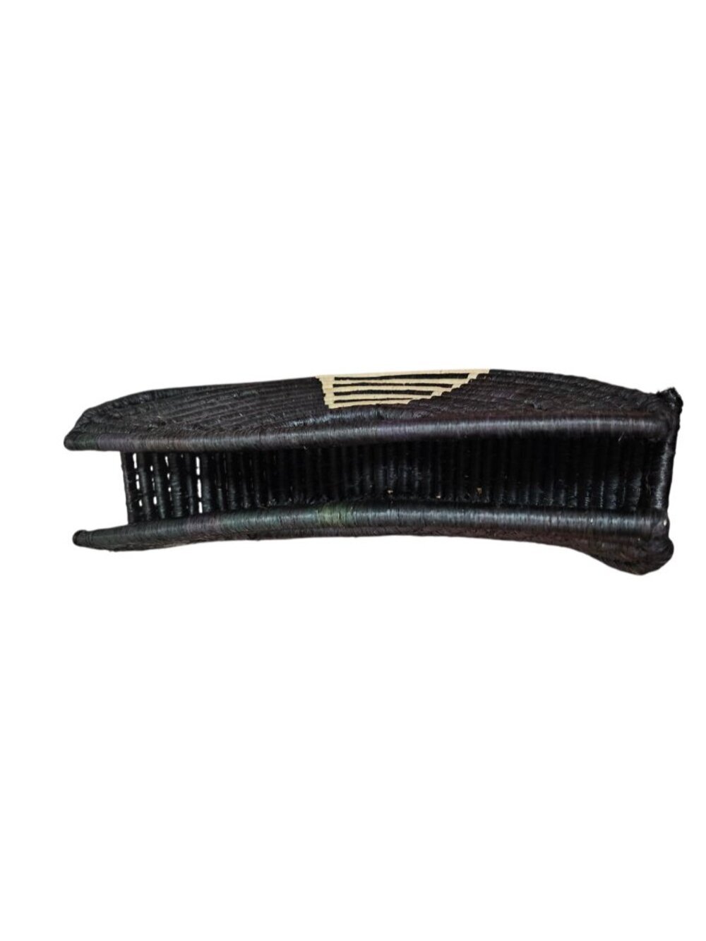 EILAF Large Half Moon Raffia Top Handle Bag Black Woven Straw Clutch Boho Design - Picture 7 of 13